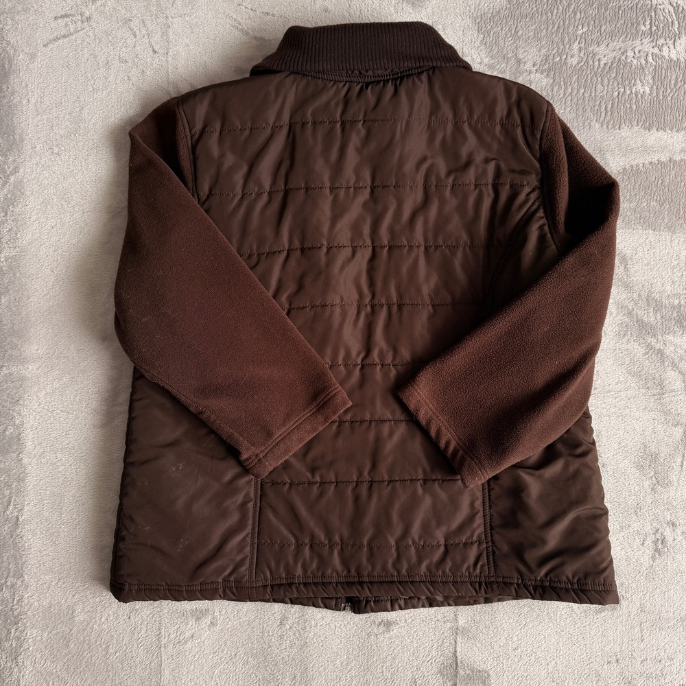 Karen Scott Sport Womens XL Brown Quilted Puffer Fleece Mixed Media Jacket Zip - Picture 5 of 6